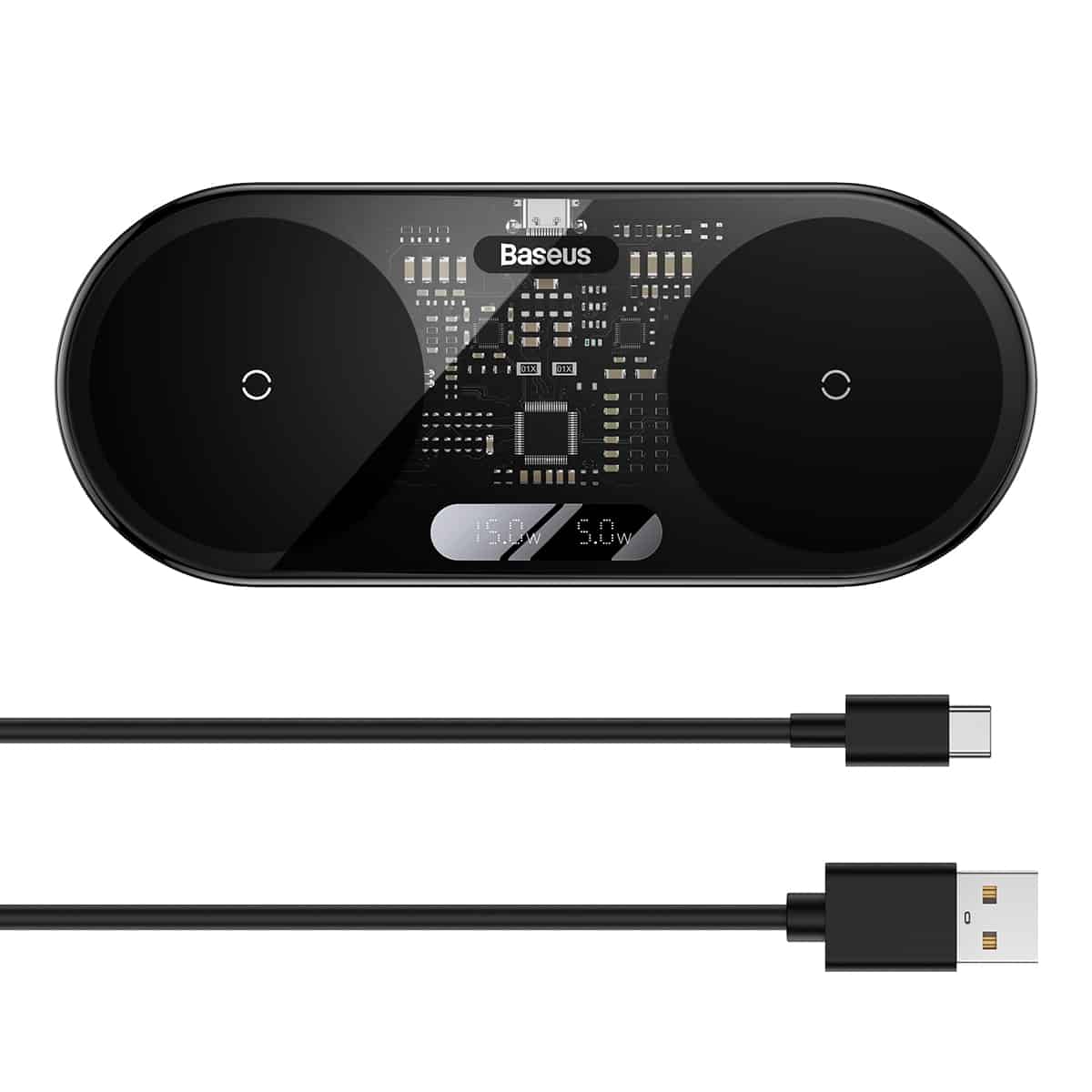 Baseus Digital LED Display 2in1 Wireless Charger 20W Black Universal Version (Include: USB For type-C 3A 1m Black) Baseus Digital LED Display 2in1 Wireless Charger 20W Black Universal Version (Include: USB For type-C 3A 1m Black)